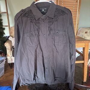 Pop Icon Men's Button Down Long Sleeve Collard Shirt 2XL ROCK PUNK AFFLICTION